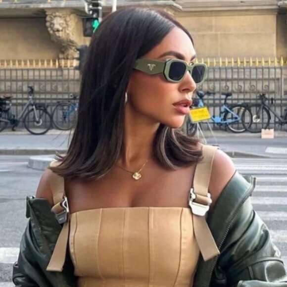 NEW PRADA GREEN PR17WS 13N5S0 UNISEX GREEN SUNGLASSES PRADA SPR 17W 13N-5S0 - Picture 8 of 14